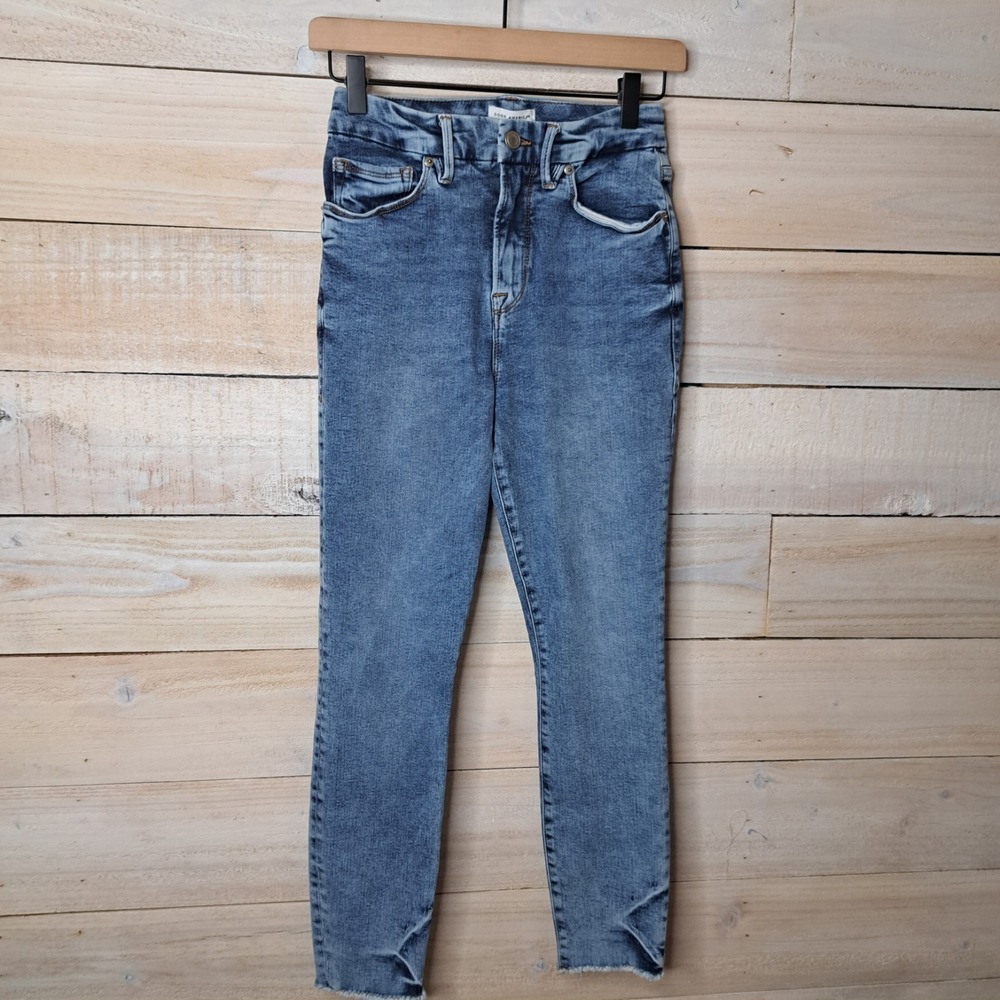 Snatched Clean Girl Good American Stretch High Waisted Skinny Jeans Women's 6/28